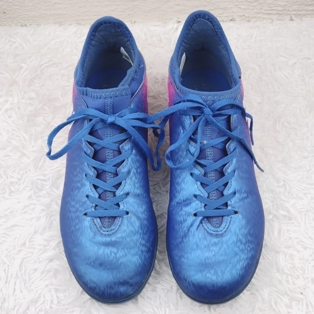 Adidas X TechFit Royal Blue Round Toe Lace Up Low Top Astro Turf Football Shoe